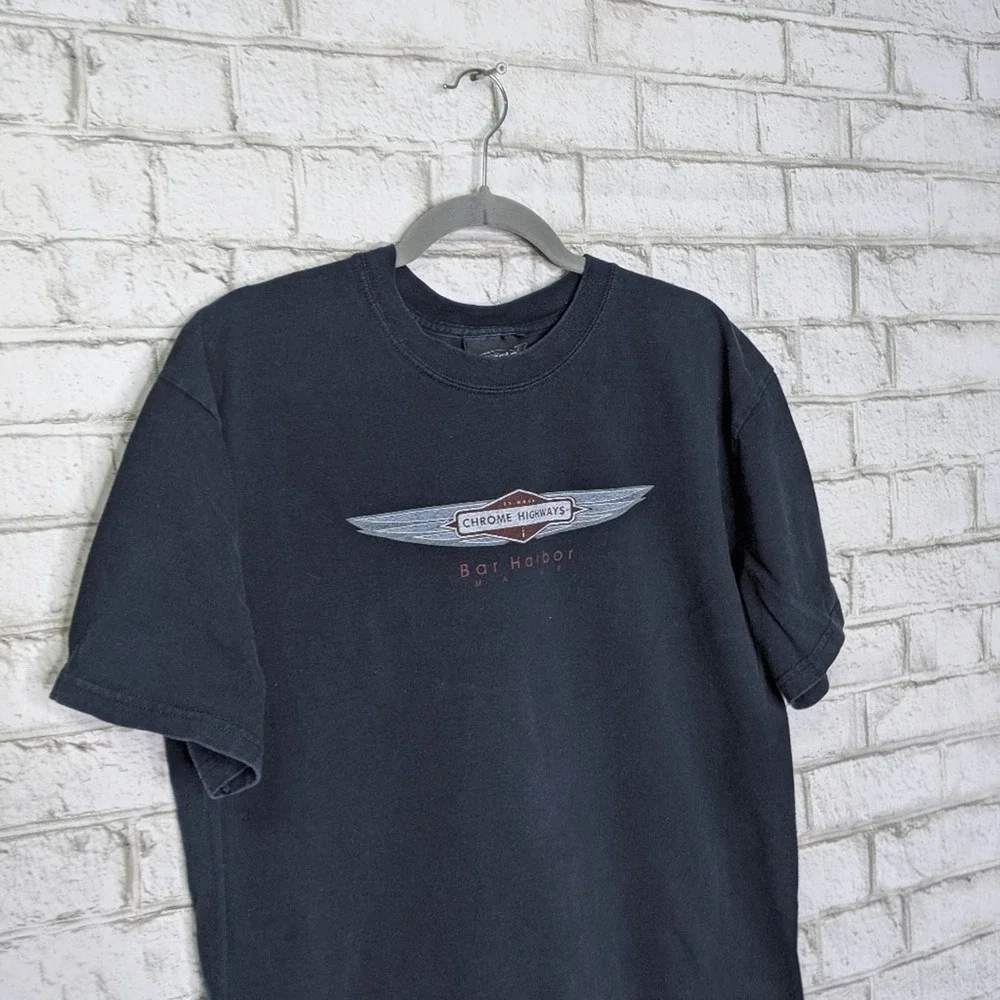 Vintage Biker Harley Motorcycle Chrome Maine Shirt